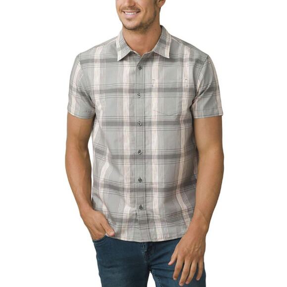 Prana Tamrack Shirt Size M Short Sleeve Button Front Organic Cotton Beachy - Picture 10 of 10